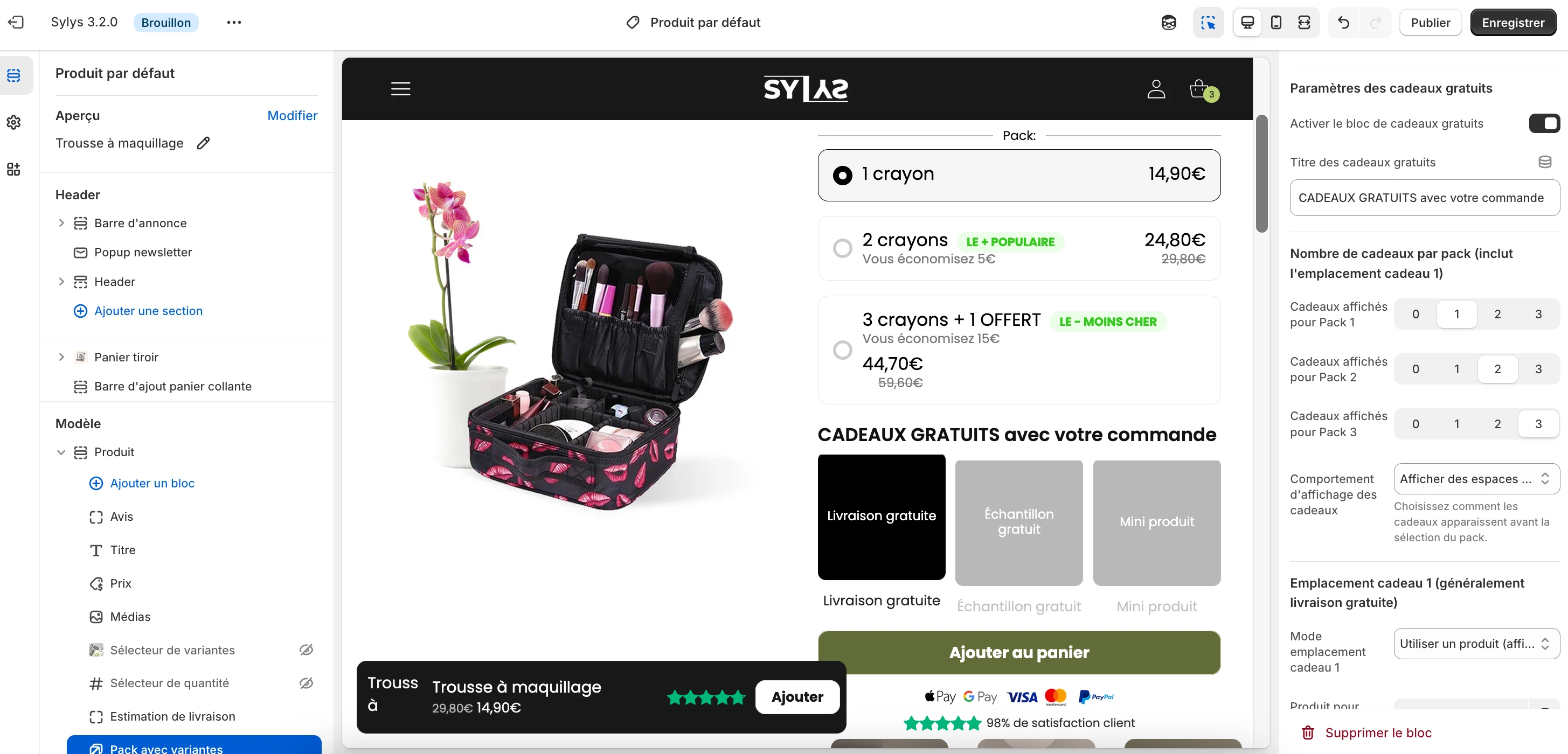 emplacements cadeaux gratuits