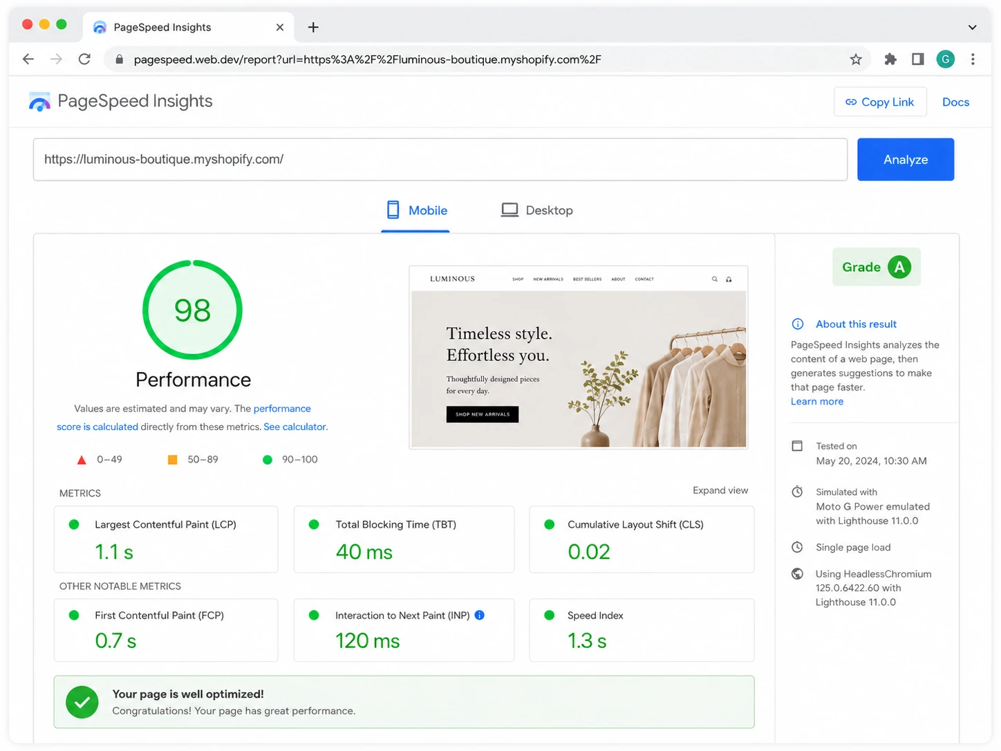 Page speed insights